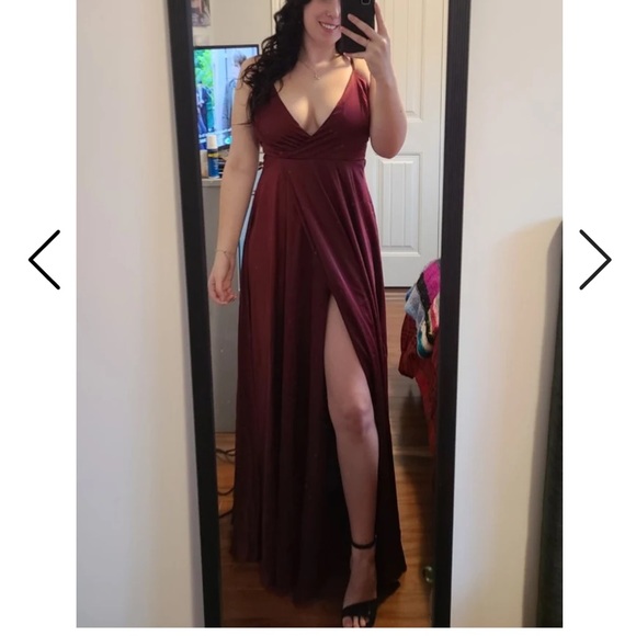 Lulu’s Ode To Love Faux Wrap Sleeveless Satin Maxi Dress Full Skirt Burgundy M - Picture 11 of 12